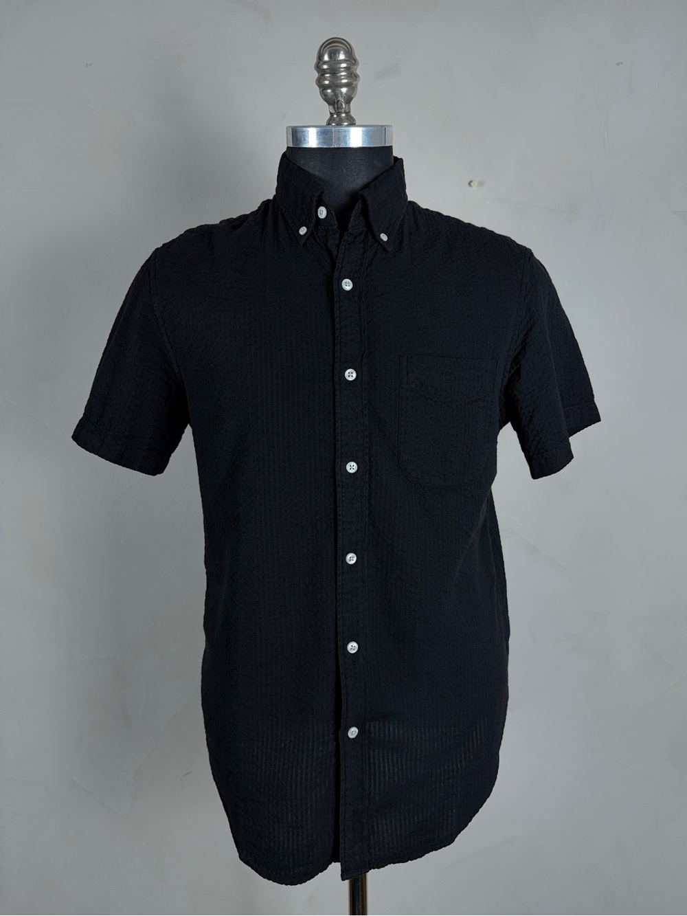 J.Crew Black Organic Cotton Seersucker Shirt Relaxed Fit Men’s S